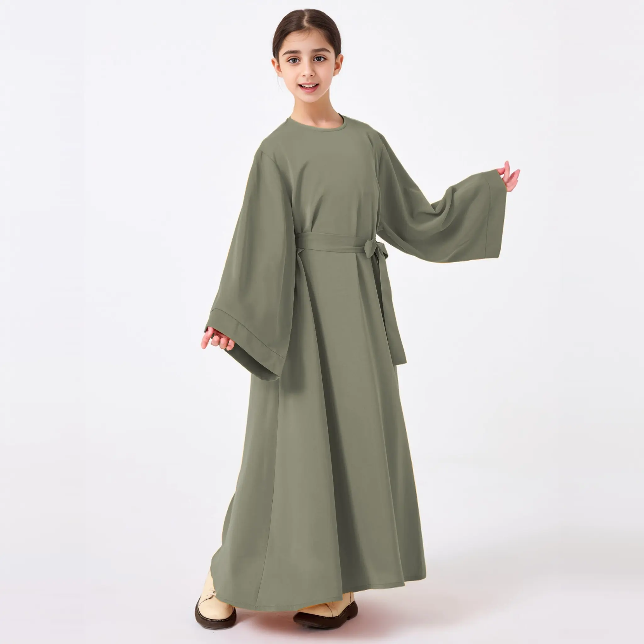 Kids Abaya with Belt styling and drape detail