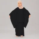 Black Kaftan Abaya for Kids - finished stitching and hem detail