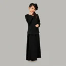 Faizah Black Kids Abaya with Pockets: 2 Piece Top and Skirt Set (5 to 14 Years)