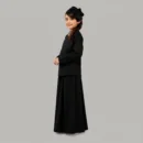 Faizah Black Kids Abaya with Pockets: 2 Piece Top and Skirt Set (5 to 14 Years)