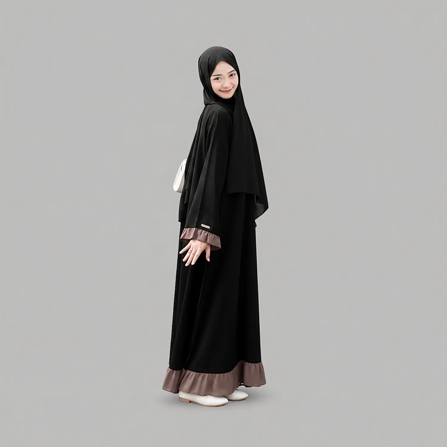 Frill Abaya finished stitching and hem detail