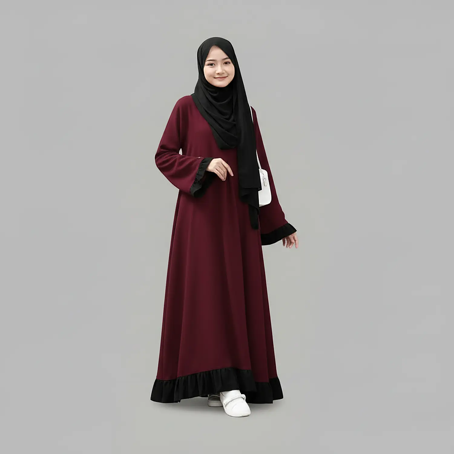 Layered Abaya full length front view