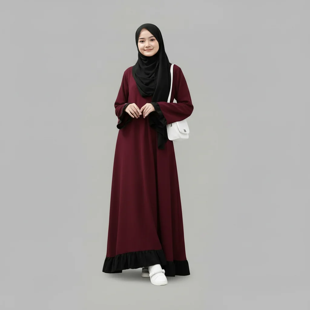 Layered Abaya Nida Matte fabric close up Layered Abaya Nida Matte fabric close up