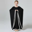 Black Cape Abaya for Kids - Nida Matte fabric close up