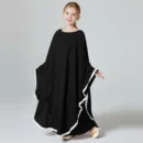 Black Cape Abaya for Kids - finished stitching and hem detail
