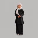 Black 2 Piece Kids Abaya - full length front view