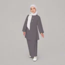 Kids Abaya with Buttons - full length front view