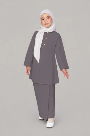 Kids Abaya with Buttons - full length front view
