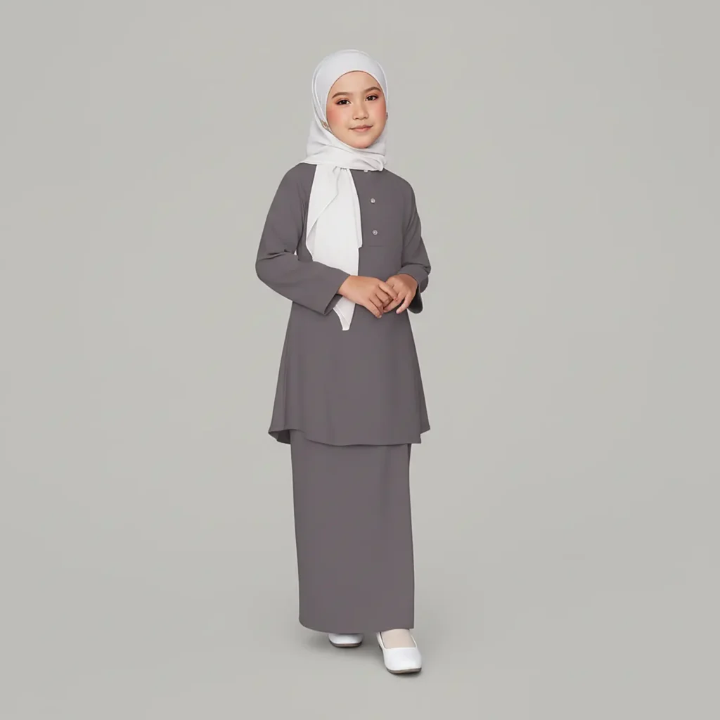 Kids Abaya with Buttons Nida Matte fabric close up Kids Abaya with Buttons Nida Matte fabric close up