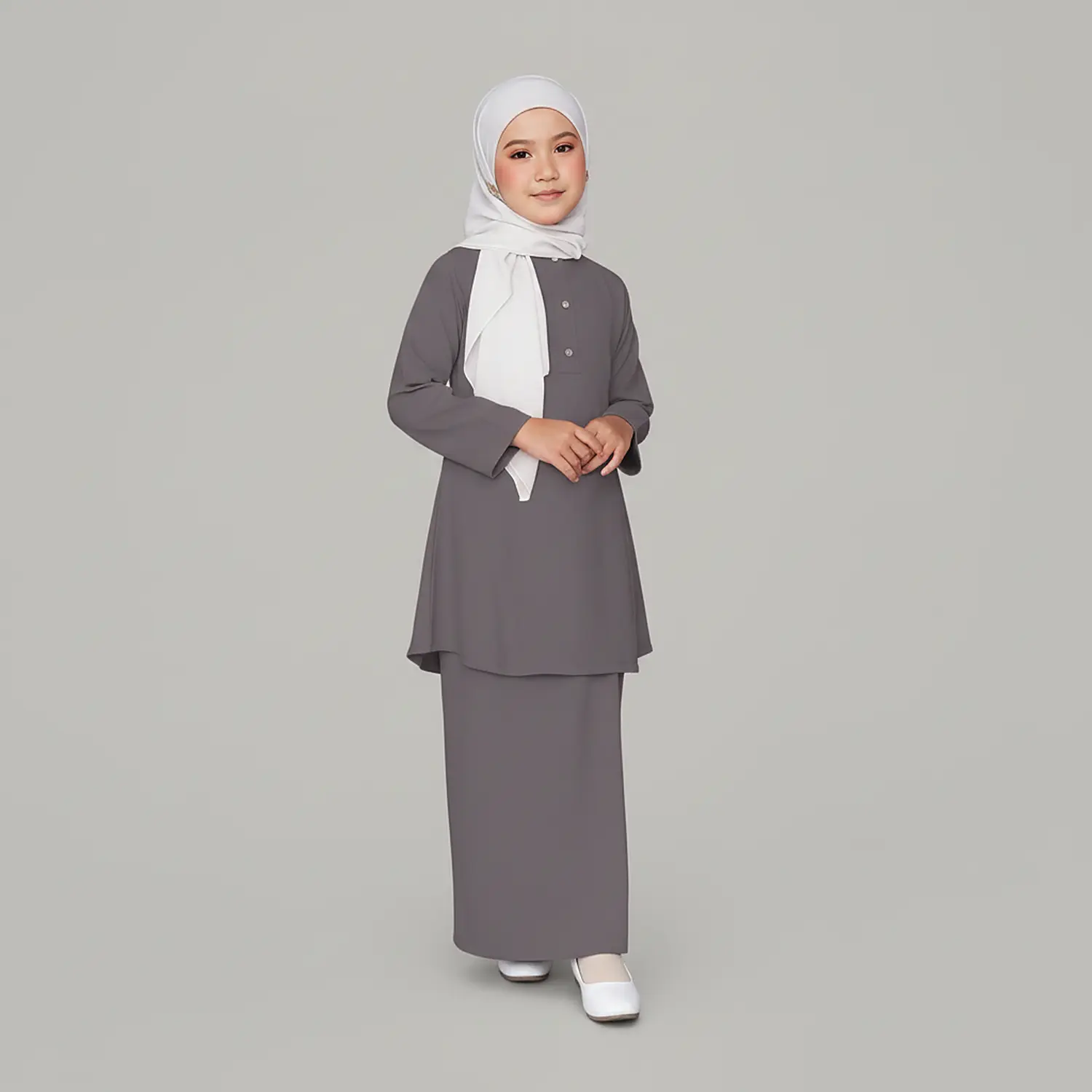 Kids Abaya with Buttons finished stitching and hem detail