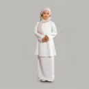 White 2 Piece Kids Abaya - full length front view