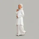White 2 Piece Kids Abaya - finished stitching and hem detail