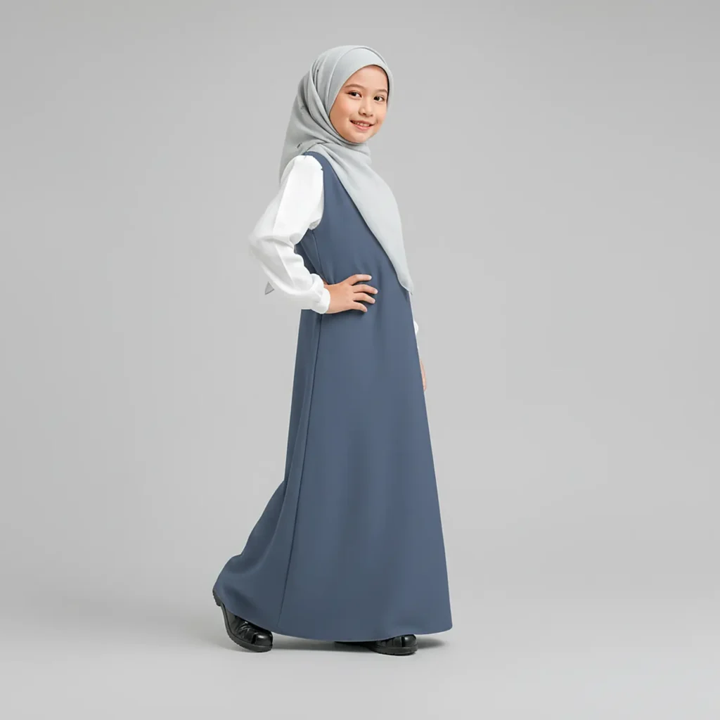 Dual Color Abaya for Kids Nida Matte fabric close up Dual Color Abaya for Kids Nida Matte fabric close up