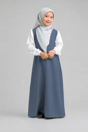 Dual Color Abaya for Kids - full length front view