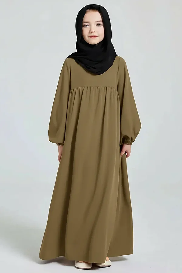 Casual Kids Abaya  full length front view
