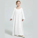 Plain White Kids Abaya - finished stitching and hem detail
