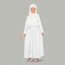 Kids White Abaya - finished stitching and hem detail
