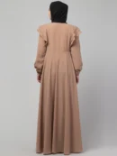 Khaki layered shoulder umbrella abaya layered shoulder detail