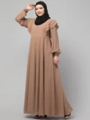 Khaki layered shoulder umbrella abaya full flare