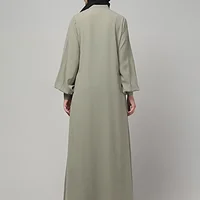 A Line Lace Abaya with Button Placket in Grey Olive color, photo 2