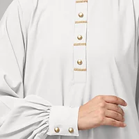 A Line Lace Abaya with Button Placket in White color, photo 2