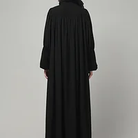 Ruffled High Neck Maxi Abaya in Black color, photo 2