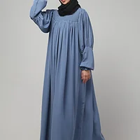 Ruffled High Neck Maxi Abaya in Denim Blue color, photo 3