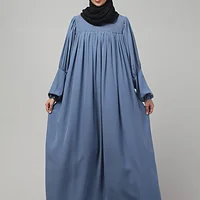 Ruffled High Neck Maxi Abaya in Denim Blue color, photo 6