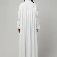 Ruffled High Neck Maxi Abaya in White color, photo 2