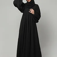 Balloon Sleeve Maxi Abaya in Black color