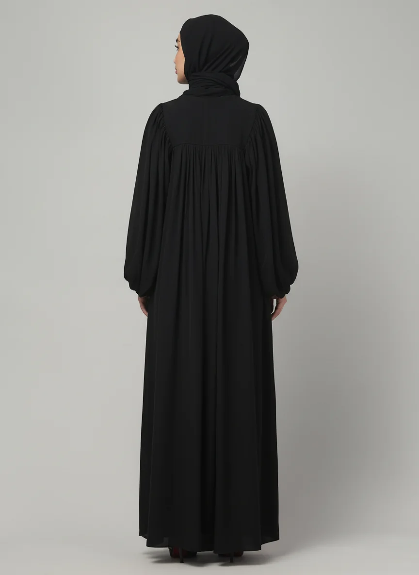 Balloon Sleeve Maxi Abaya in Black color, photo 2