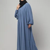 Balloon Sleeve Maxi Abaya in Denim Blue color, photo 3