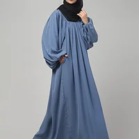 Balloon Sleeve Maxi Abaya in Denim Blue color, photo 4