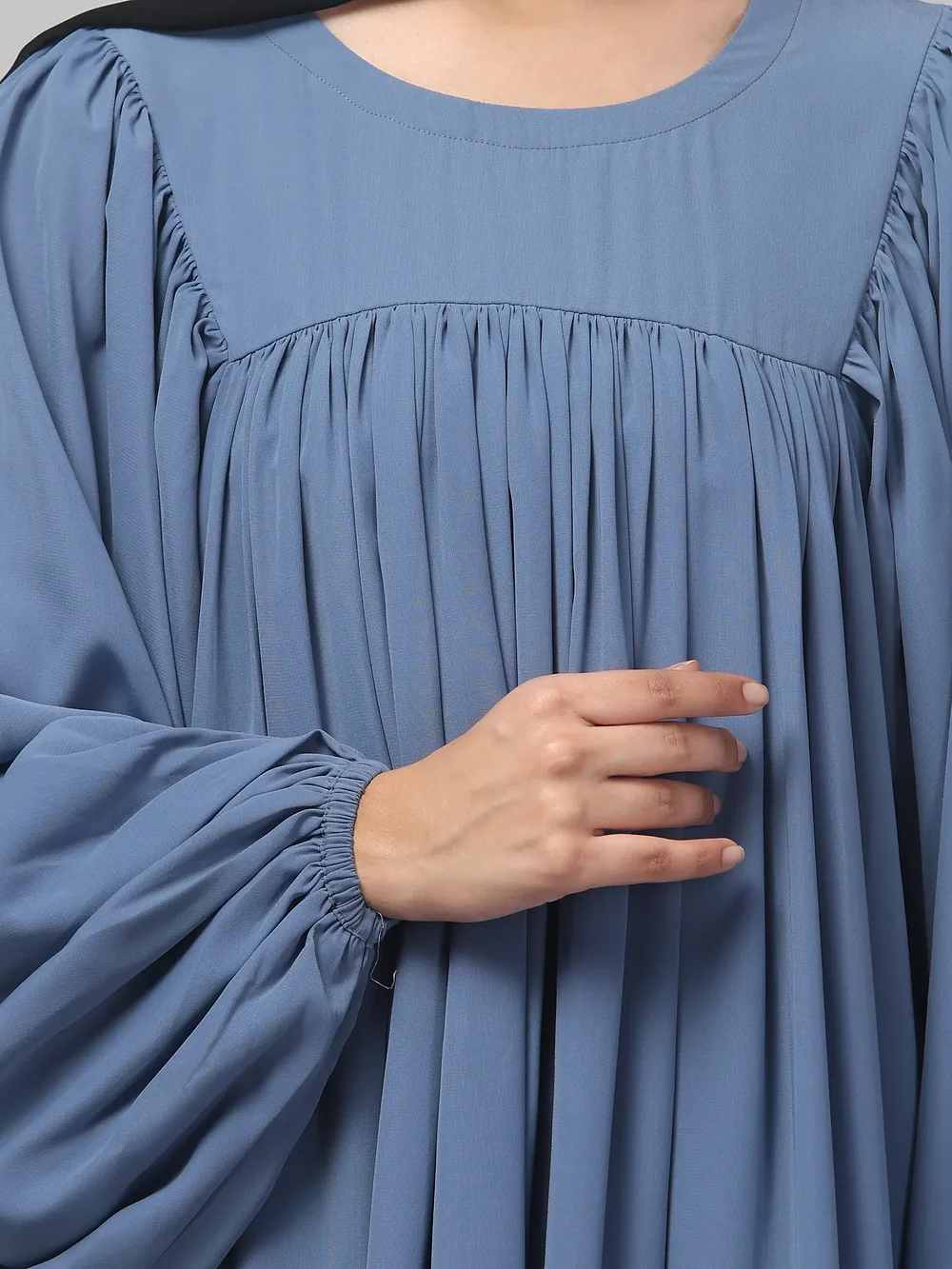 Balloon Sleeve Maxi Abaya in Denim Blue color, photo 5