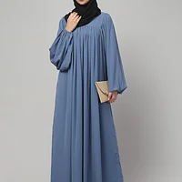 Balloon Sleeve Maxi Abaya in Denim Blue color, photo 6