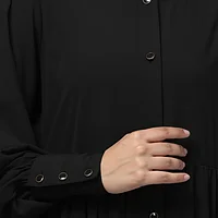 Frill Front Open Abaya with Long Cuffs in Black color, photo 2