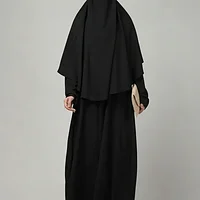 2 Piece Khimar Abaya Prayer Set in Black color