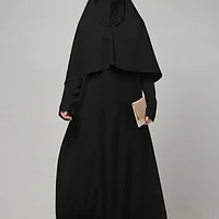3 Piece Khimar Abaya Set with Nose Piece in Black color