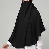 Single Layer Khimar Niqab in Black color