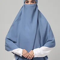 Single Layer Khimar Niqab in Denim Blue color