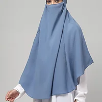 Single Layer Khimar Niqab in Denim Blue color, photo 3