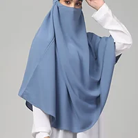 Single Layer Khimar Niqab in Denim Blue color, photo 4