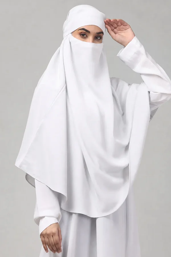 Single Layer Khimar Niqab in White color