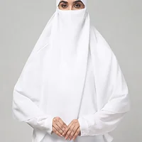 Single Layer Khimar Niqab in White color, photo 3