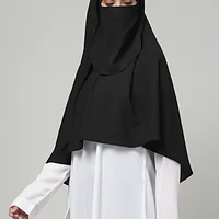 Khimar with Round Bottom Nose Piece in Black color, photo 2