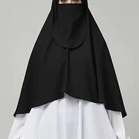 Khimar with Round Bottom Nose Piece in Black color