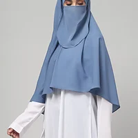 Khimar with Round Bottom Nose Piece in Denim Blue color, photo 3