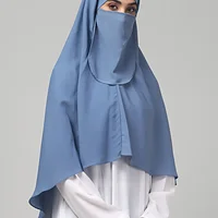 Khimar with Round Bottom Nose Piece in Denim Blue color, photo 4