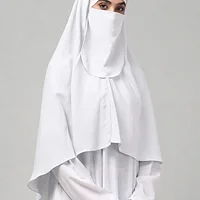 Khimar with Round Bottom Nose Piece in White color