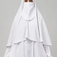 Khimar with Round Bottom Nose Piece in White color, photo 3
